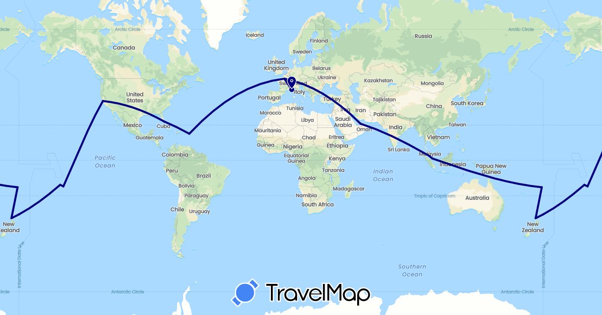 TravelMap itinerary: driving in United Arab Emirates, Fiji, France, Malaysia, New Zealand, Singapore, United States (Asia, Europe, North America, Oceania)